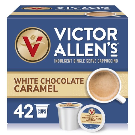 Victor Allen Victor Allen's Coffee White Chocolate Caramel Flavored Cappuccino, 42 Count, Single Serve K-Cup Pods for Keurig K-Cup Brewers, PK42 FG016401RV